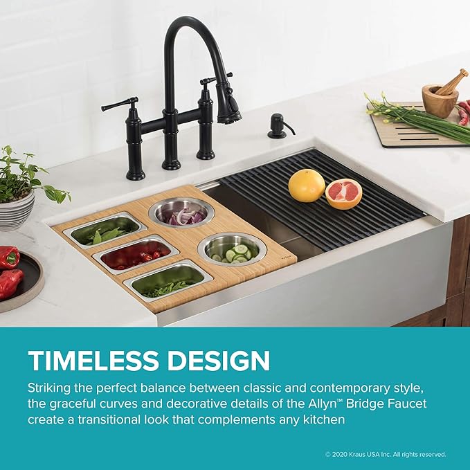 KRAUS Allyn Transitional Bridge Kitchen Faucet - Image 4