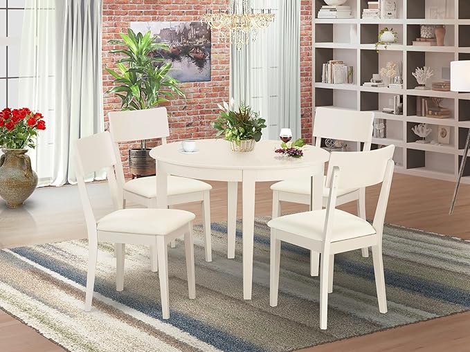 East West Furniture BOAD5-LWH-LC 5 Piece Dining Room Furniture Set Includes a - Image 2