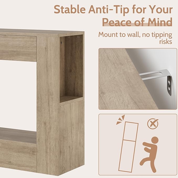 Farmhouse Console Table with Drawer, Narrow Sofa Table Behind Couch - Image 7