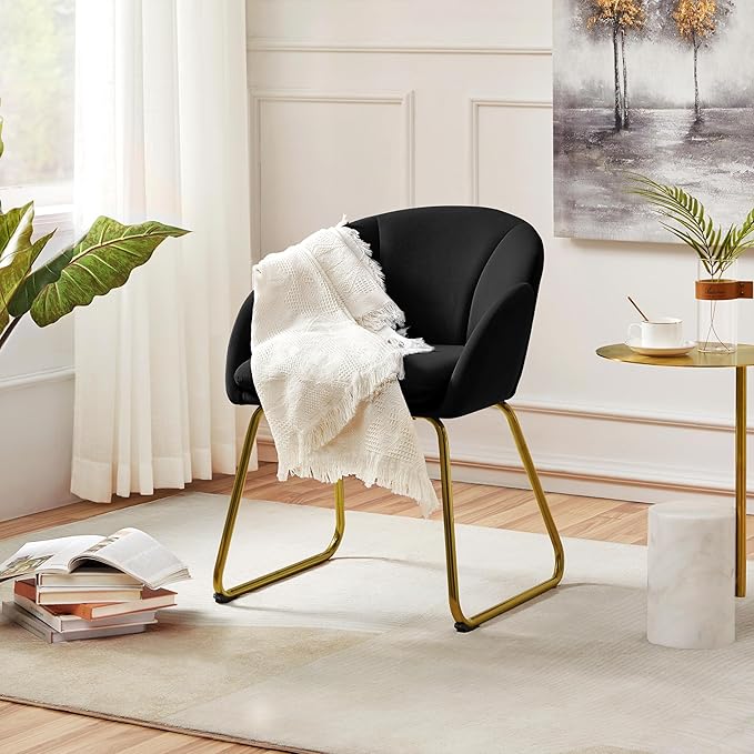 Yaheetech Modern Velvet Armchair, Flower Shaped Makeup Chair Vanity Chair - Image 4
