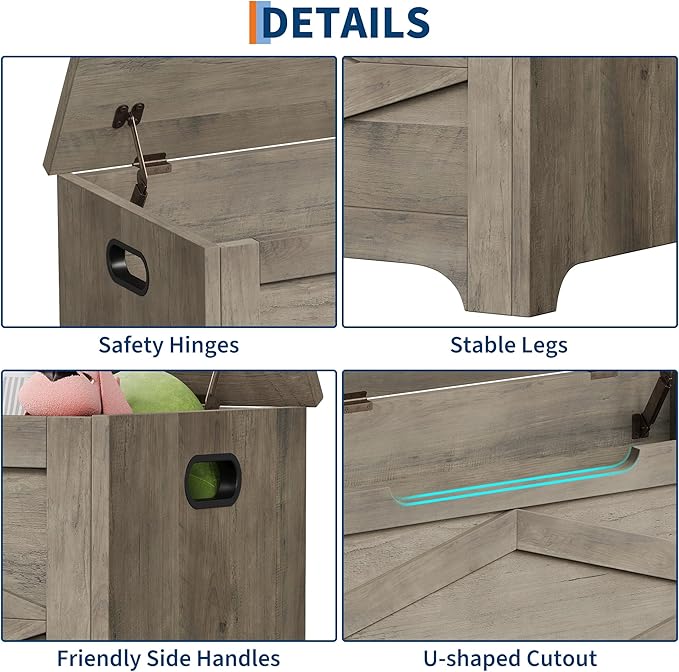 GarveeHome 39.4" Storage Chest, Wooden Storage Bench - Image 6