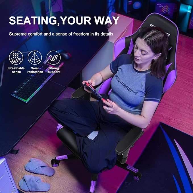 GTRACING Gaming Chair with Footrest, Ergonomic Computer Game Desk Chair - Image 4
