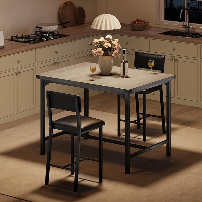 IDEALHOUSE Dining Table Set for 2 w/Counter Height Table & 2 Upholstered Bar - Image 3