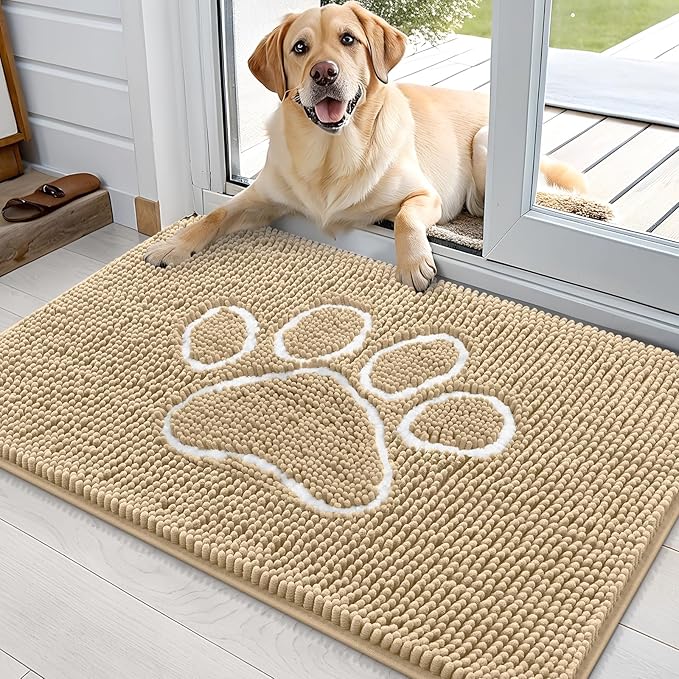 OLANLY Door Mat for Muddy Dog Paws 36x24, Ultra Absorbent Chenille Mud Doormat by OLANLY