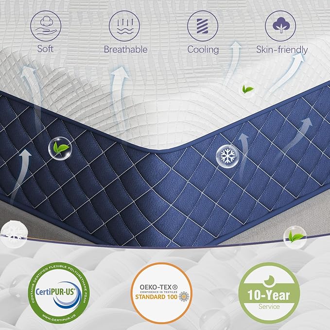 Twin Mattresses, 10 Inch Hybrid Twin Mattress in a Box, Memory Foam and - Image 2