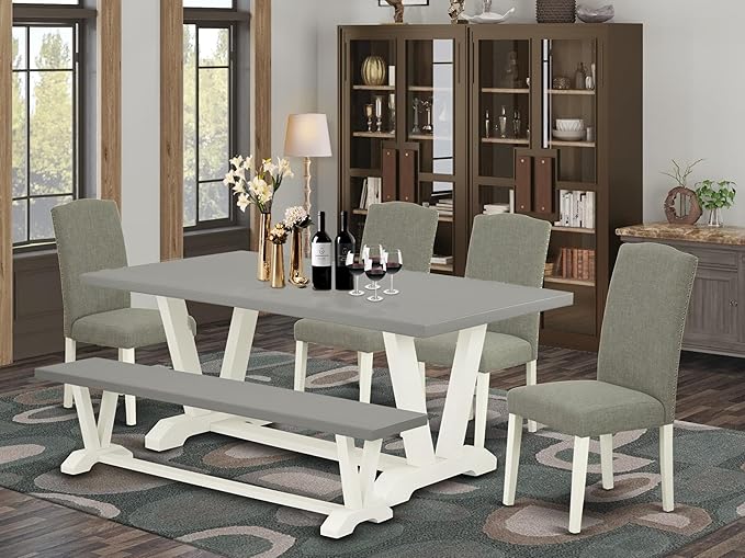 East West Furniture V097EN206-6 6 Piece Kitchen Table Set Contains a Rectangle - Image 2