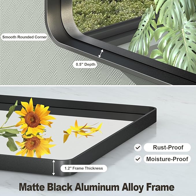 48x32 Inch Black Framed Bathroom Mirror - Image 2