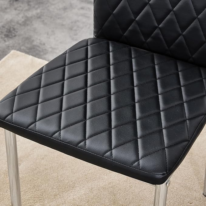 Modern Minimalist Dining Chair Fireproof Leather Sprayed Metal Pipe Diamond - Image 8
