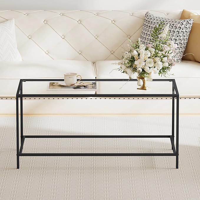 Glass Coffee Table, Modern Rectangular Coffee Table - Image 8