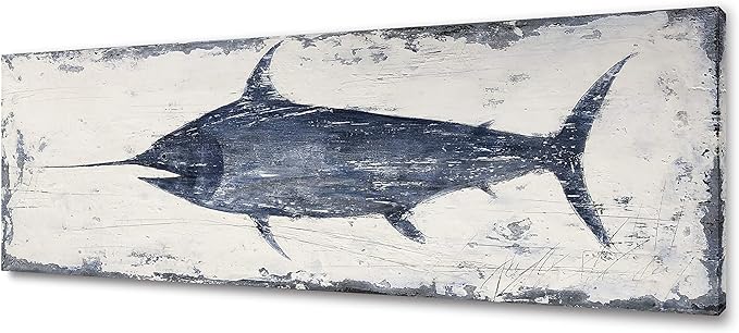 Yihui Arts Fish Canvas Art Wall Decor Blue Marlin Bursts Pictures by YihuiArts