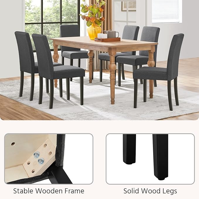 Yaheetech Dining Chairs Set of 2 Fabric Upholstered Parson Kitchen Chairs - Image 7