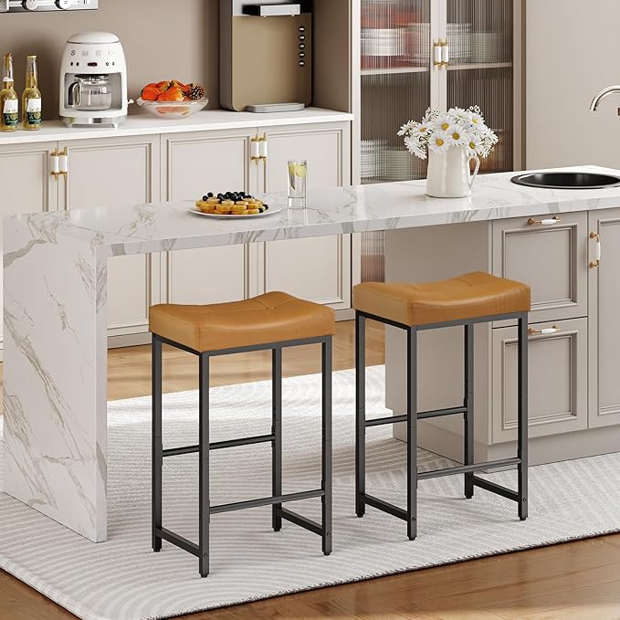 HOOBRO Bar Stools, 25.4" Saddle Stools - Image 3