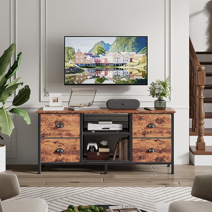 Furologee TV Stand with 4 Drawers, 43 Inch Entertainment Center with Open - Image 7