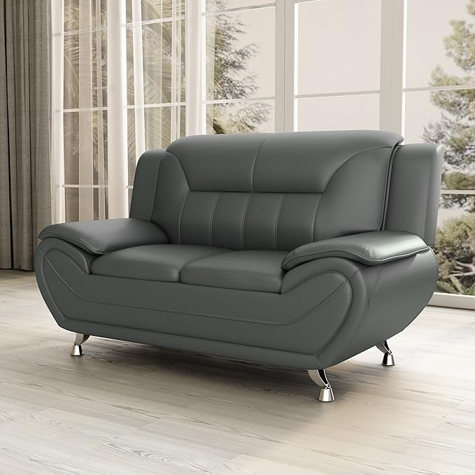 Container Furniture Direct Michael Modern Faux Leather Upholstered Stainless - Image 14