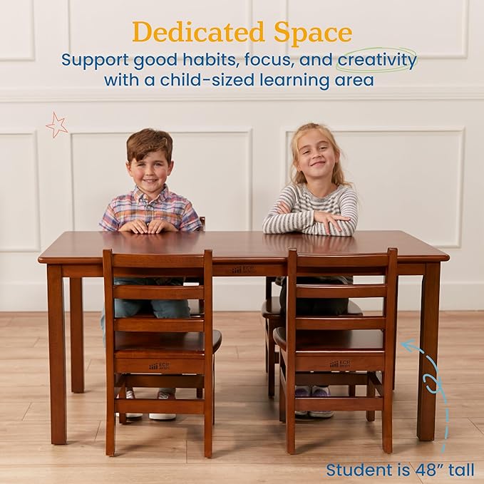 ECR4Kids 24in x 48in Rectangular Hardwood Table and Chair Set, 12in Seat Height - Image 4