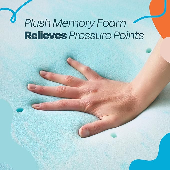 Linenspa 4 Inch Gel Swirl Memory Foam Mattress Topper – Cooling Gel Infused – - Image 3
