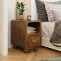 Small Narrow Nightstand with Drawers, Solid Wood Nightstand, Walnut Night Stand by Unknown