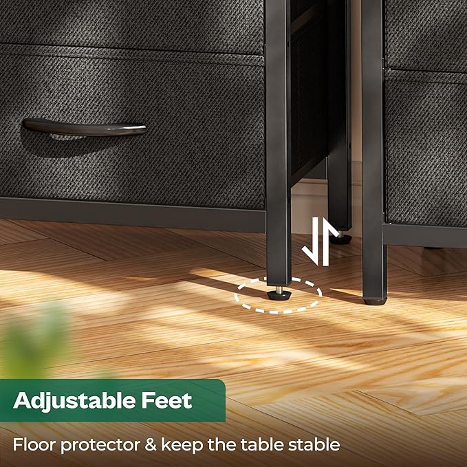 Huuger Night Stand with Charging Station, 4 Drawer Dresser - Image 8