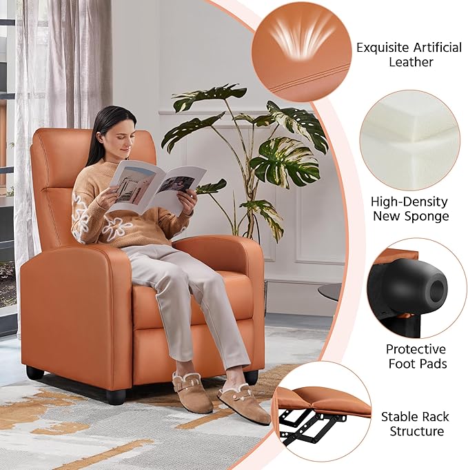 Yaheetech Recliner Chair PU Leather Recliner Sofa Home Theater Seating - Image 7