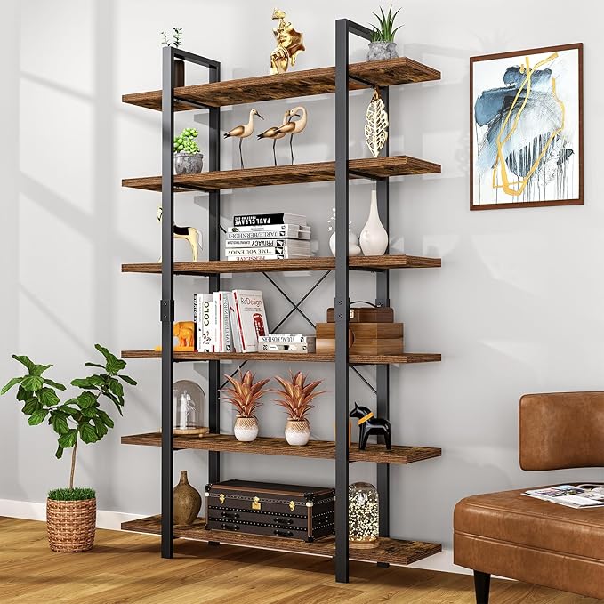 FRAPOW Bookshelf, 6 Tier Book Shelf 83Inch Tall Bookcase, Industrial Large by FRAPOW