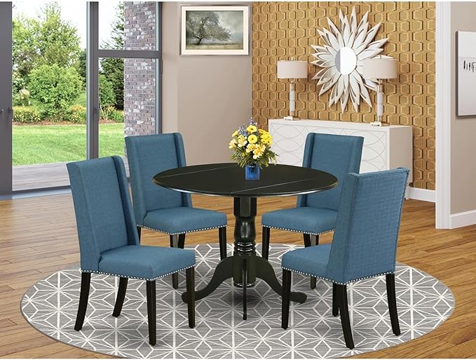 East West Furniture DLFL5-BLK-21 5 Piece Kitchen Table Set - Image 6