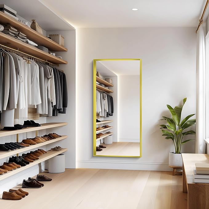 Gold Bathroom Mirror, 30x60 Inch Rectangular Deep Frame Mirror, Large Wall - Image 6