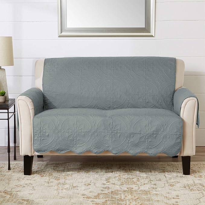 Medallion Stitched Solid Furniture Protector Stain Resistant Durable Furniture by GreatBayHome