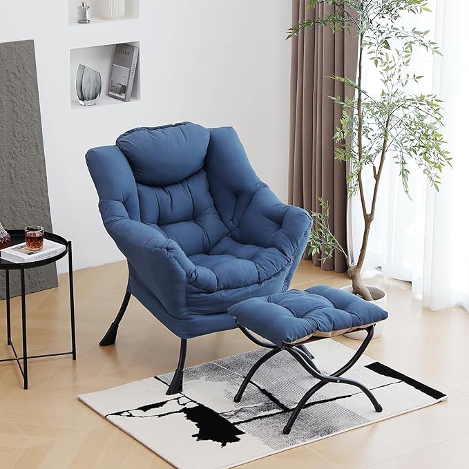 Lazy Chair with Ottoman, Modern Chair with Folding Footrest, Lounge Accent Chair - Image 6