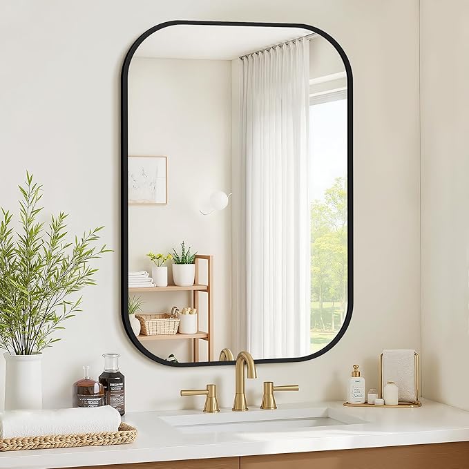 Bathroom Mirrors for Over Sink, 24x36 Black Vanity Mirror for Bathroom Sink by Unknown