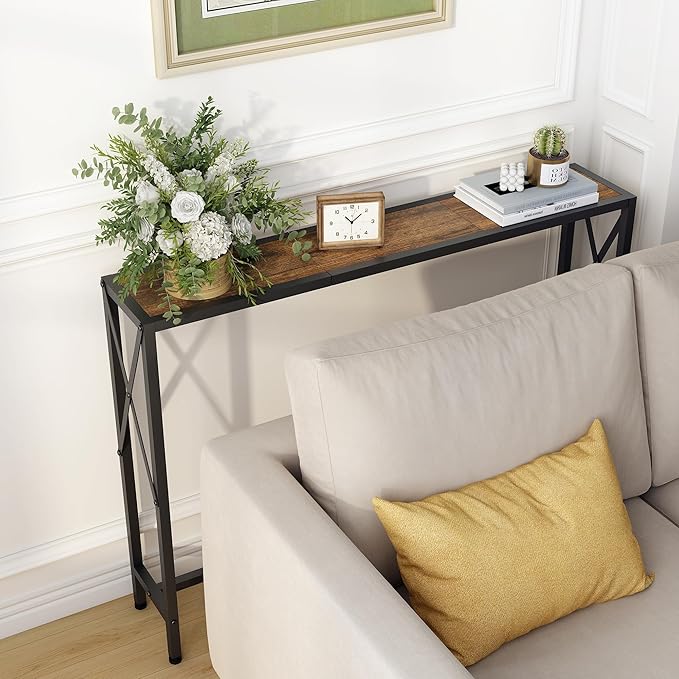41.7" Console Table Behind Couch, Industrial Narrow Sofa Table - Image 4