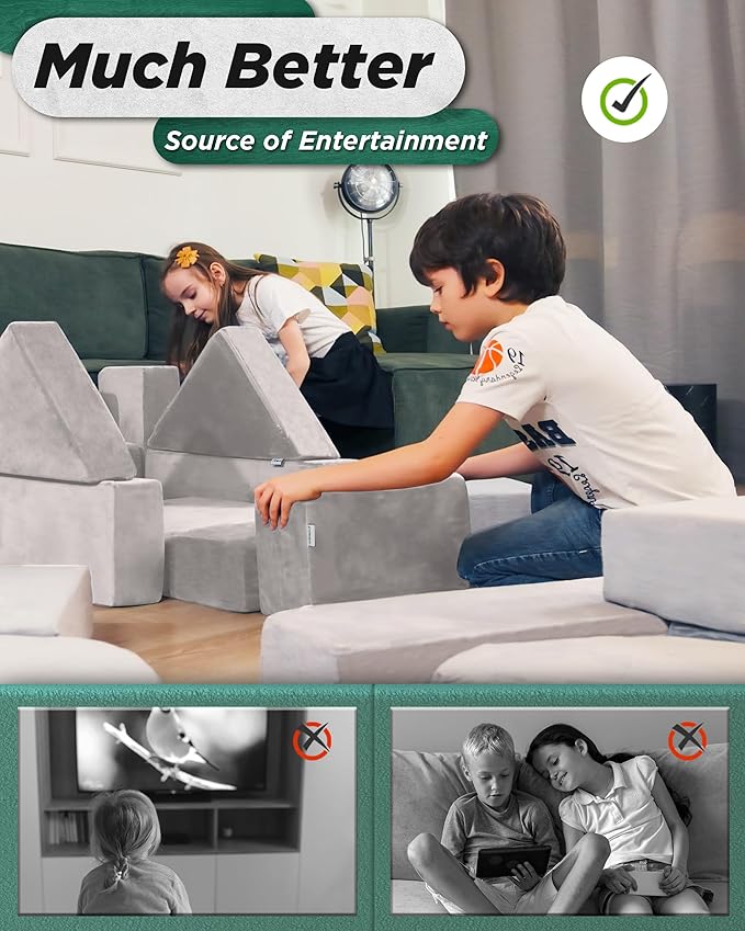 Lunix LX22 11pcs Modular Kids Play Couch, Child Sectional Sofa, Fortplay - Image 4