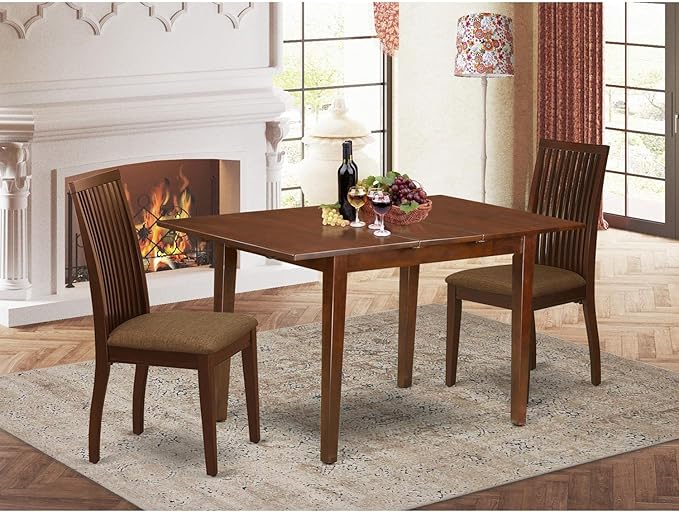 East West Furniture PSIP3-MAH-C 3 Piece Dining Room Table Set Contains a - Image 6