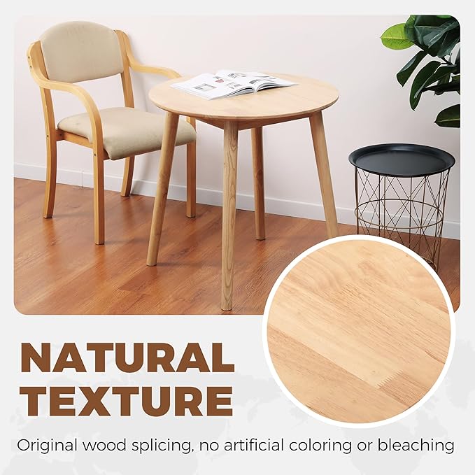 28.3" Small Round Dining Table for 2, Wooden Space-Saving Kitchen Dinner Table - Image 5