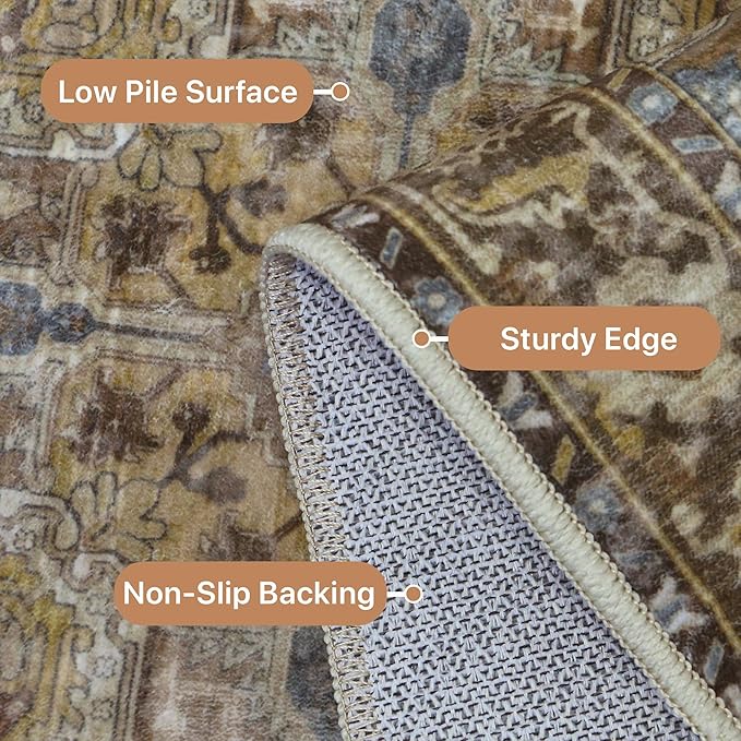 GENIMO 7'6''x9'6'' Area Rugs for Living Room, Machine Washable Non Slip Vintage - Image 5