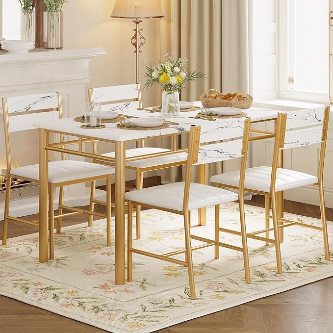 IRONCK Dining Table Set for 4, Wood Kitchen Table - Image 9