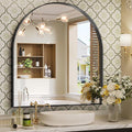 Brightify Arched Mirror, 31 x 33 Inch Black Arch Mirror, Metal Frame Black by Brightify