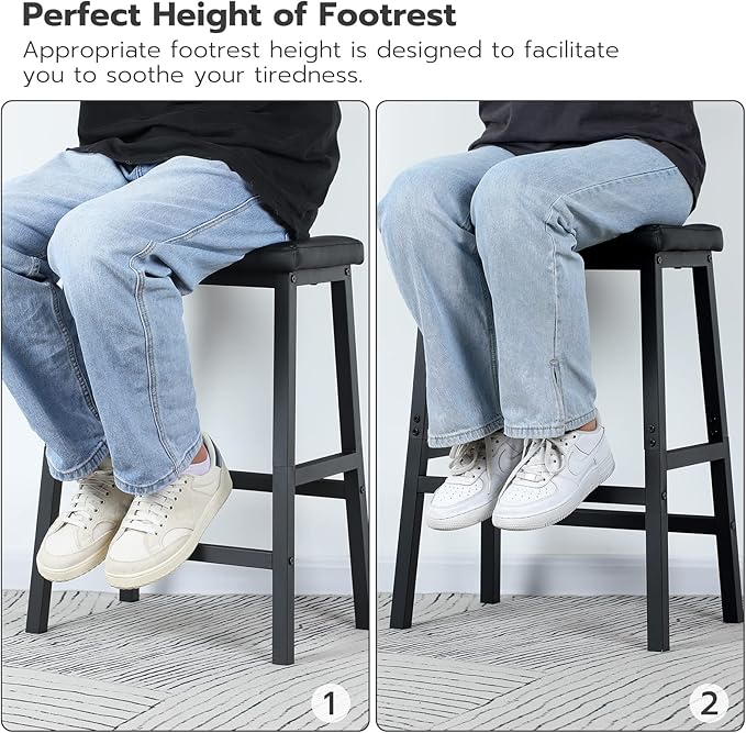 HOOBRO Bar Stools, PU Leather Upholstered Breakfast Stools, Easy Assembly - Image 6