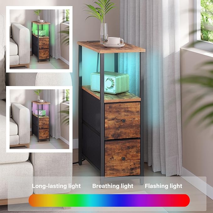 TUTOTAK Small Narrow LED End Table - Image 4