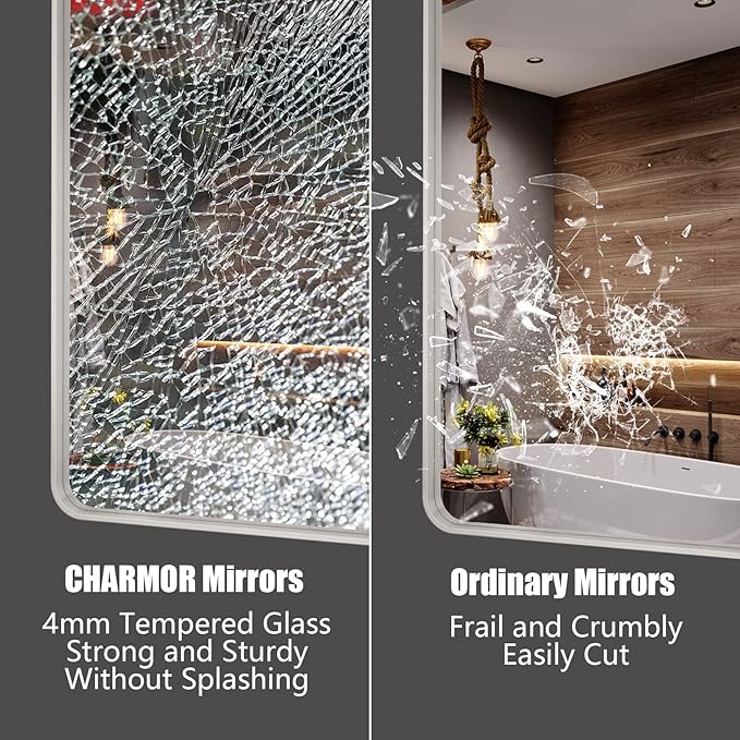 44x36 Silver Brushed Nickel Bathroom Mirror - Image 3