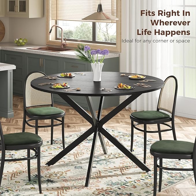 Unovivy 47" Round Dining Table for 4-6, Space Saving Circle Kitchen Dinner Table - Image 6