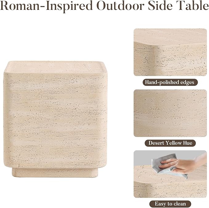 COSIEST 14.4" Outdoor Side Table, Rectangular Concrete End Table - Image 6