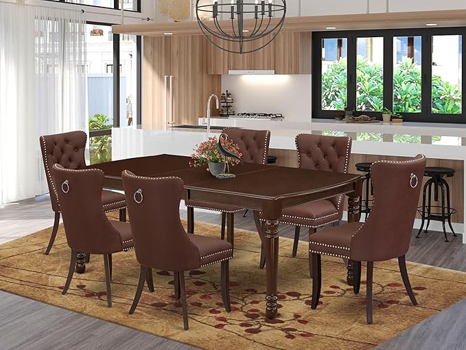 East West Furniture DODA7-MAH-26 7 Piece Dining Room Set Consists of a - Image 2