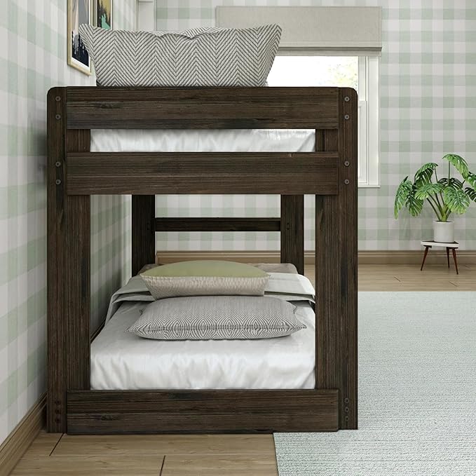Max & Lily Modern Farmhouse Low Bunk Bed, Twin-Over-Twin Bed Frame - Image 6