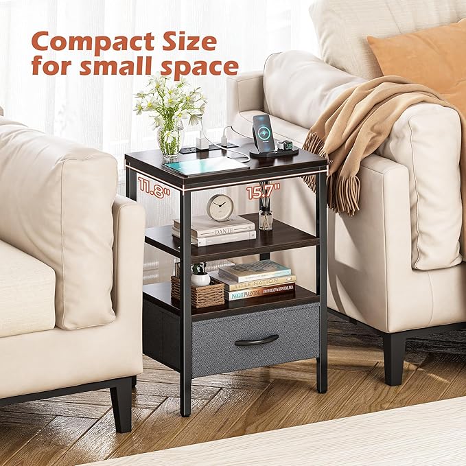 SUPERJARE Nightstand Set of 2, Bed Side Tables - Image 7