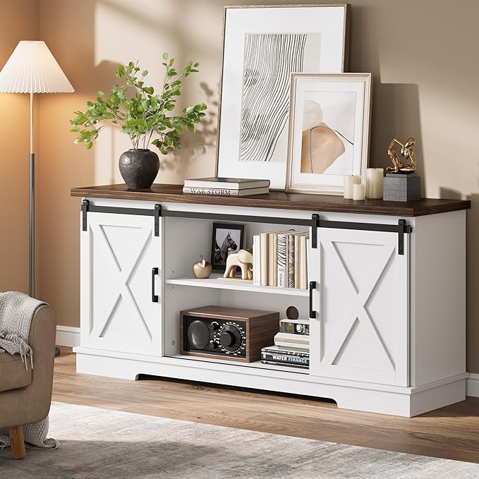 GarveeHome Farmhouse Tv Stand for 65 Inches TVs, Entertainment Center - Image 9