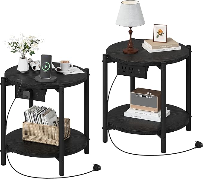 LIKIMIO Small Round End Tables Set of 2 by LIKIMIO