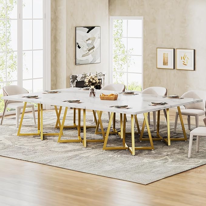 Tribesigns Square Dining Table for 10, 31.5" Modern White Dinner Table by Tribesigns
