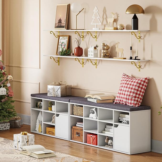 DINZI LVJ Long Wall Shelves, 47.3" Wall Mounted Shelves Set of 4, Wide Floating - Image 8