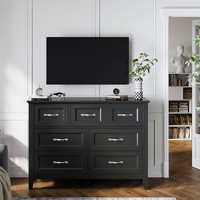 LINSY HOME 7 Drawers Dresser for Bedroom, Modern Farmhouse Dresser TV Stand - Image 3