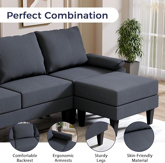 U Shaped Sectional Couch, Convertible Modular Sectional Sofa - Image 4